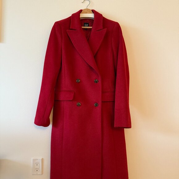 GAP Jackets & Blazers - GAP Red Wool Peacoat Classic Style